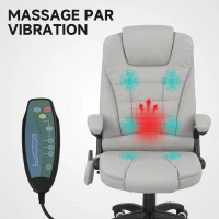 Vinsetto Fauteuil de bureau massant et chauffant chaise de bureau avec hauteur réglable dossier inclinable et télécommande gris(m-4)