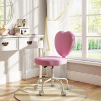 HOMCOM Sedia per Scrivania a Forma di Cuore con 5 Rotelle e Altezza Regolabile in Tessuto Rosa, 42x50x79-89cm(m-7)