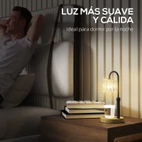 HOMCOM Lámpara Calefactora de Velas con Base Pantalla de Vidrio y Varilla Negra Ø15x32,5 cm para Dormitorio Salón Multicolor(m-6)