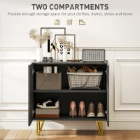 HOMCOM Modern Luxe High Gloss Sideboard, with Hairpin Legs - Black(m-5)