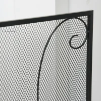 HOMCOM 3-Panel Metal Fireplace Mesh Screen Home Foldable Steel Spark Guard Decoration, Black(m-8)