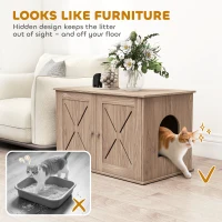PawHut Cat Litter Box Enclosure with Double Doors and Side Entrance, Non-Slip Pads for Living Room, Walnut Brown(m-7)