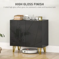 HOMCOM Modern Luxe High Gloss Sideboard, with Hairpin Legs - Black(m-4)