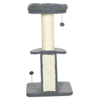 PawHut Kratzbaum, eine Plattform, hängender Spielball, Sisal, dunkelgrau+cremeweiß, 48 x 48 x 92cm(m-11)