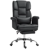 HOMCOM Silla de Oficina Ergonómica Altura Ajustable 48-56 cm Respaldo Reclinable Reposapiés Negro(m-6)