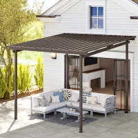 Outsunny 3 x 3(m) Garden Pergola with Waterproof Metal Roof, Lean to Pergola Hardtop Gazebo, Wind-resistant Outdoor Sun Shade, Easy to Assemble(m-2)