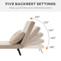 4-in-1 Velvet-Feel Single Chair Bed, with Throw Pillow - Beige(m-5)