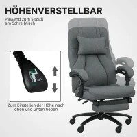 Vinsetto Massagewerkstoel, USB-aansluiting, draaibare wielen, Donkergrijs(m-4)