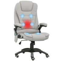 Vinsetto Poltrona da ufficio massaggiante e riscaldante sedia da ufficio con altezza regolabile schienale inclinabile e telecomando grigio(m-1)