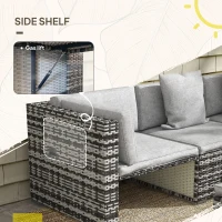 Outsunny Seven-Piece Rattan Patio Furniture Set, with Cushions - Grey(m-5)