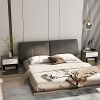 HOMCOM Set 2 Comodini Moderni con Ripiano Aperto e Cassetto, in Legno, 39x28x41 cm, Bianco e Grigio Scuro(m-2)