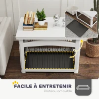 PawHut Cage pour chien 3 en 1 table d'appoint parc pour chien plateau amovible pour chien moyenne 82,5 x 57,5 ​​x 59,5 cm blanc(m-6)