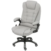 Vinsetto Poltrona da ufficio massaggiante e riscaldante sedia da ufficio con altezza regolabile schienale inclinabile e telecomando grigio(m-5)