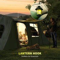 Outsunny 4 Man Tunnel Tent, Family Camping Tent with Porch, Bedroom and Living Area, Sewn in Groundsheet, 3000mm Waterproof, Portable with Bag for Hiking, Festival, Backpacking, Green(m-7)