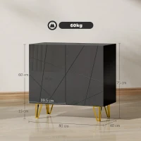 HOMCOM Modern Luxe High Gloss Sideboard, with Hairpin Legs - Black(m-3)
