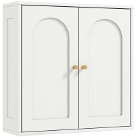 HOMCOM Armário de Casa de Banho de Parede Móvel de Casa de Banho Suspenso com Prateleiras 2 Portas com Desenho em Arco 60x20x60 cm Branco