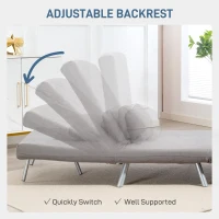 HOMCOM Single Velvet-Feel Chair Bed - Grey(m-5)