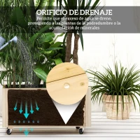 Outsunny Jardinera de Madera de Exterior con Orificios de Drenaje y Malla Geotextil para Flores Plantas 89x48x47 cm Natural(m-6)
