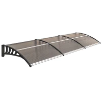Outsunny Marquise de Proteção 300x96 cm Marquise Exterior para Portas e Janelas contra o Sol e Chuva com Suporte de PP Policarbonato Marrom(m-1)
