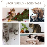 PawHut Rascador para Gatos de 3 Niveles Árbol para Gatos con Postes de Sisal Tablero para Rascar y Bola Colgante Gris(m-6)