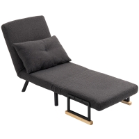 HOMCOM Canapé-Lit Individuel Pliable Fauteuil Lit Convertible 4 en 1 Dossier Réglable sur 5 Niveaux et Coussin 63x73x81 cm Gris