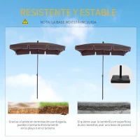 Outsunny Sombrilla de Terraza de Aluminio 198x130x245 cm Parasol de Jardín Rectangular con Función de Inclinación Café(m-6)