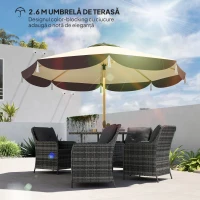 Outsunny Umbrela de Soare cu Protectie UPF 50+ si 8 Spite, Ø266x234 cm, Bej(m-4)