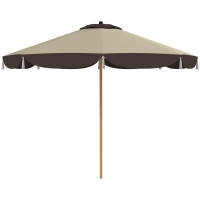 Outsunny Ombrellone da Giardino Ø2.6 m UV50+ con 8 Stecche Beige