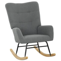 HOMCOM Teddy Fleece Rocking Chair - Grey(m-11)
