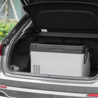 Outsunny Nevera Portátil Compresor 40L Congelador de Coche 12/24V CC hasta -22 ℃ con Pantalla Táctil y Asas Plegables para Barco Camión 67,2x36x40,5 cm Gris y Negro(m-12)