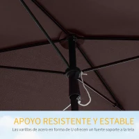Outsunny Sombrilla de Terraza de Aluminio 198x130x245 cm Parasol de Jardín Rectangular con Función de Inclinación Café(m-7)