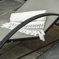 Outsunny Set de 2 Tumbonas Jardín Exterior con Mesa Auxiliar de Vidrio Templado Tumbonas con Reposabrazos para Patio Terraza Gris(m-10)