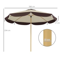 Outsunny Umbrela de Soare cu Protectie UPF 50+ si 8 Spite, Ø266x234 cm, Bej(m-3)