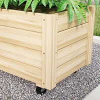 Outsunny Jardinera de Madera de Exterior con Orificios de Drenaje y Malla Geotextil para Flores Plantas 89x48x47 cm Natural(m-9)