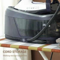 HOMCOM Ferro da Stiro 2800W 100 g/min, Funzione ECO, Suola in Ceramica, Doppio Strato Anticalcare, Serbatoio Estraibile 2 L, Blu(m-3)