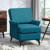 HOMCOM Fotoliu Modern Fotoliu Confortabil pentru Semineu Scaun de Efect din Panza pentru Camera de Zi Dormitor Biroul de Acasa Verde fotoliu pentru oaspeți sufragerie camera de zi dormitor dormitor interior casă(m-2)