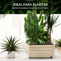 Outsunny Jardinera de Madera de Exterior con Orificios de Drenaje y Malla Geotextil para Flores Plantas 89x48x47 cm Natural(m-4)