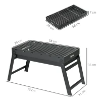 Outsunny Foldable Charcoal Grill - Black(m-3)