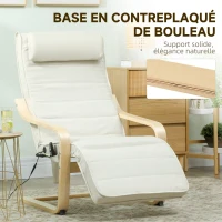 HOMCOM Fauteuil de salon fauteuil relax massant et chauffant dossier haut, appui-tête et repose-pieds, 67 x 95 x 101 cm, crème(m-7)