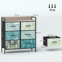 HOMCOM 6-Drawer Chest of Drawers - Blue(m-3)