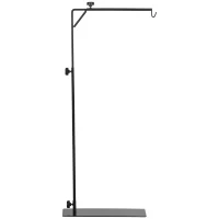 PawHut 86-129Hcm Adjustable Height and Length Reptile Lamp Stand Holder with Hook Hanging, Base - Black(m-1)