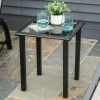 Outsunny Set de 2 Tumbonas Jardín Exterior con Mesa Auxiliar de Vidrio Templado Tumbonas con Reposabrazos para Patio Terraza Gris(m-11)