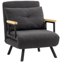 HOMCOM Divano Letto Singolo Pieghevole Poltrona Letto Convertibile 4 in 1 Schienale Regolabile a 5 Livelli e Cuscino 63x73x81 cm Grigio(m-1)