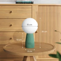 HOMCOM Lampada da Tavolo a Forma di Luna e 3 Colori con 10 Luminosità, in ABS, Ø15x28 cm, Bianco e Verde Scuro(m-3)