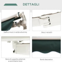 Outsunny Tenda da Sole a Bracci 2.5x2m Avvolgibile Manuale in Alluminio e Poliestere Verde(m-6)