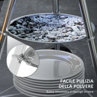 Outsunny Barbecue a Carbonella con Griglia in Acciaio, Coperchio e Prese d'Aria e Ruote, Nero(m-7)