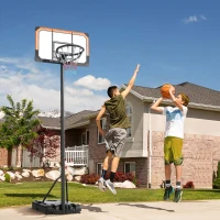 SPORTNOW Canasta de Baloncesto de Exterior con Altura Ajustable 182-213 cm Ruedas Base Rellenable Negro(m-2)