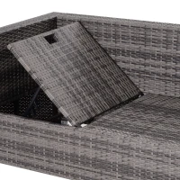 Outsunny 3 Pieces Rattan Garden Furniture Sofa Set, 4 Seater Garden Corner Sofa with 5-Level Reclining Sun Lounger and Storage Coffee Table, Outdoor Furniture Conservatory Set with Cushions, Grey(m-8)