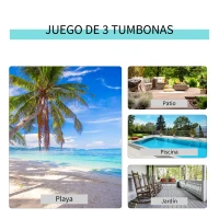 Outsunny Set de 2 Tumbonas Jardín Exterior con Mesa Auxiliar de Vidrio Templado Tumbonas con Reposabrazos para Patio Terraza Gris(m-7)