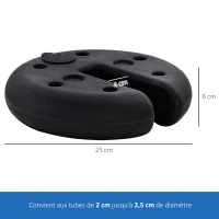 Outsunny Lot de 4 lestages pour parasols dalles de parasol rond pour tonnelle barnum tente à remplir avec 20 kg d'eau / 16 kg de sable dim. Ø 25 x 6H cm HDPE noir(m-3)